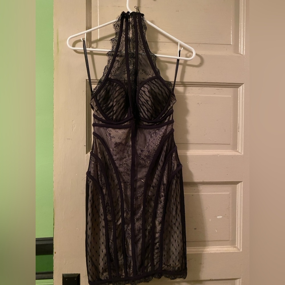 Elegant Black Lace Halter Dress